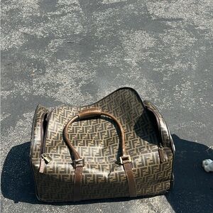 Fendi Brown Duffel Bag with Monogram Design